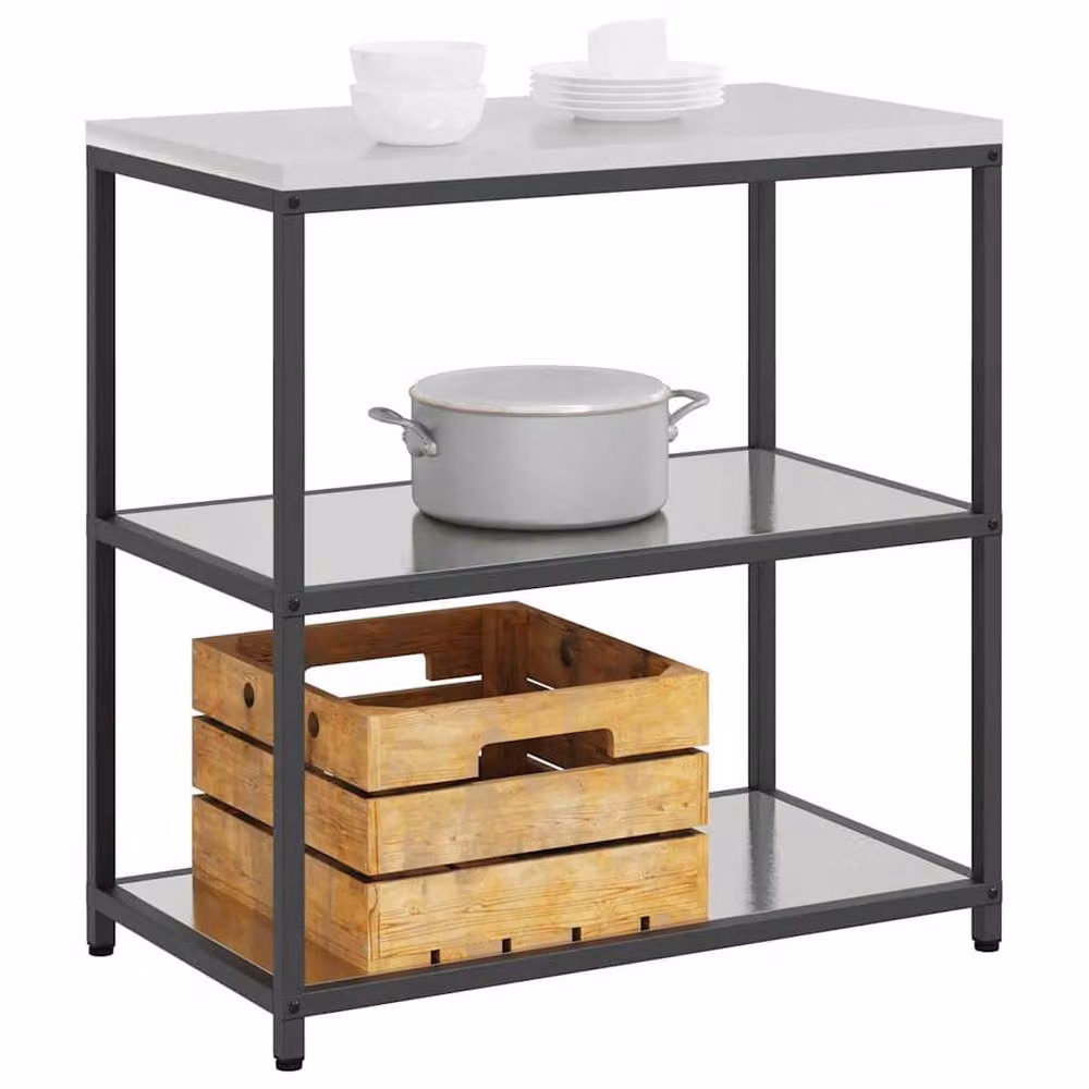 Berkfield Home Silver Stainless Steel Kitchen Storage Shelf – 3