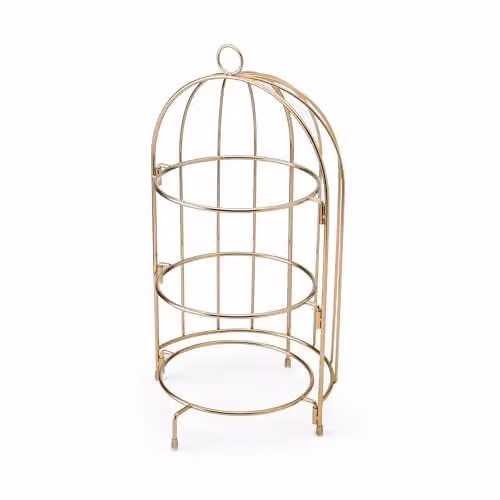Artesa 3 Tier Afternoon Tea Bird Cage Cake Stand in Gold Brass – 1