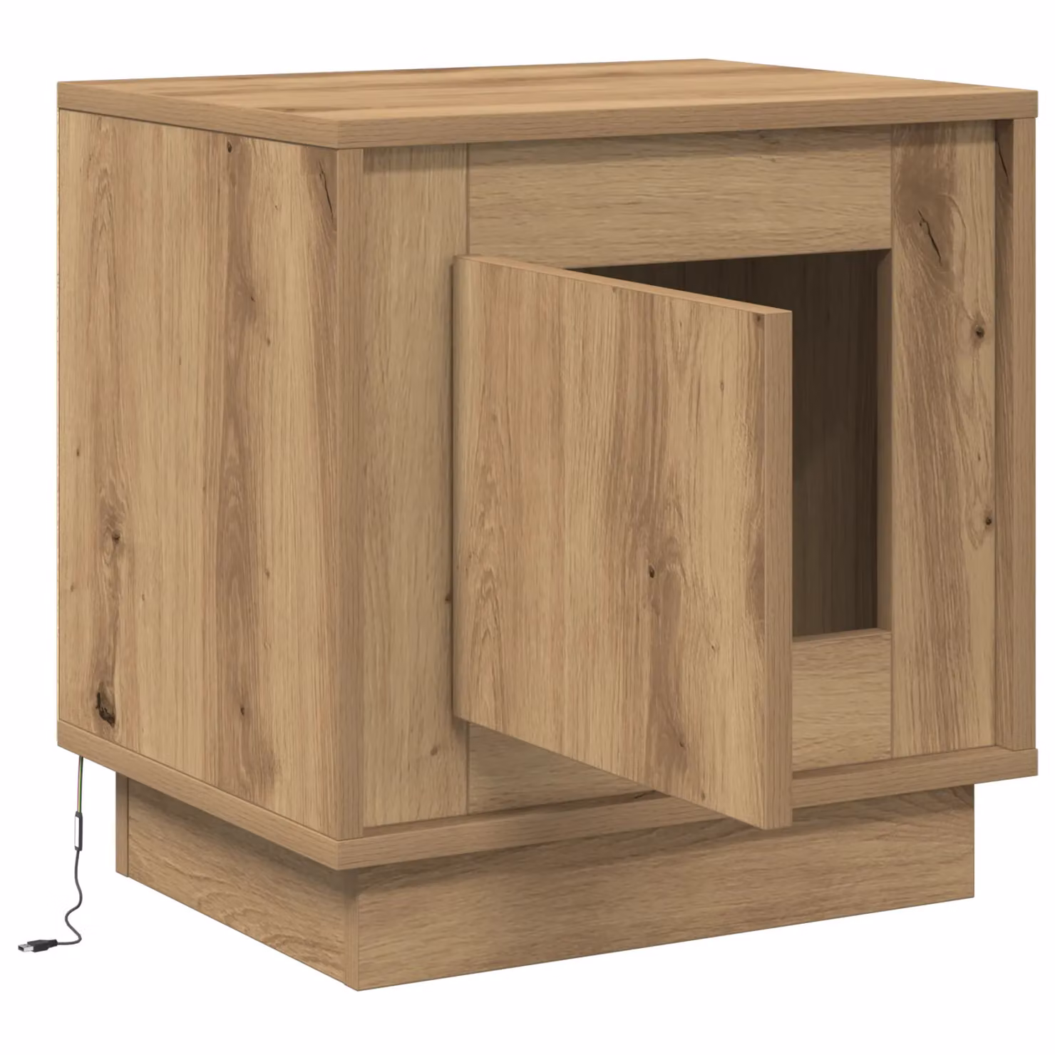 Berkfield Home Artisan Oak Bedside Cabinet with Integrated LED Lights and Soft Close Drawers, Brown, W: 44 cm, D: 34 cm, H: 45 cm – 2
