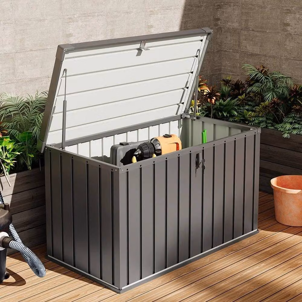 Kelvenix 400L Outdoor Garden Steel Storage Seat in Matt Black – 5