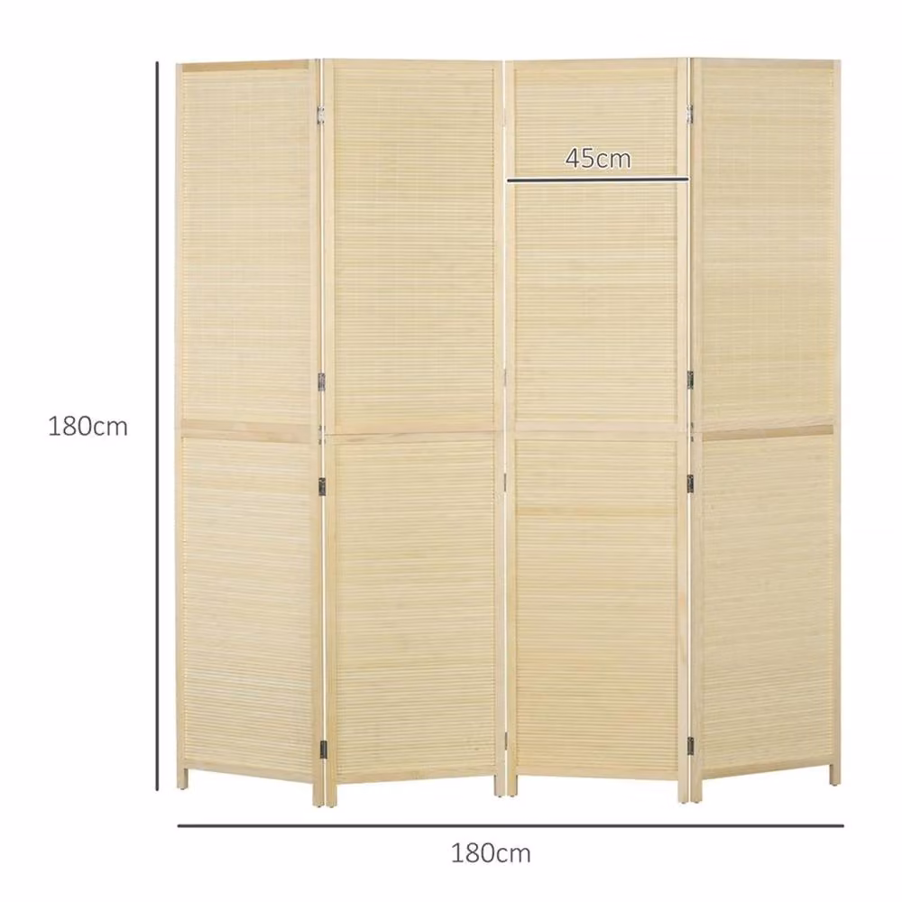 EONLION 4 Panel Folding Freestanding Room Divider in Beige Sand Rattan and Bamboo, H 180 cm x W 100 cm – 2