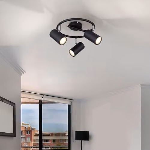 Netlighting Allvi Black Modern Ceiling Spotlight with 3x GU10 Sockets, Diameter: 25 cm, Height: 13.5 cm – 3