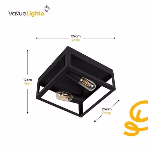 ValueLights Pisces Industrial Black Metal 2 Way Up and Down Ceiling Light – 5