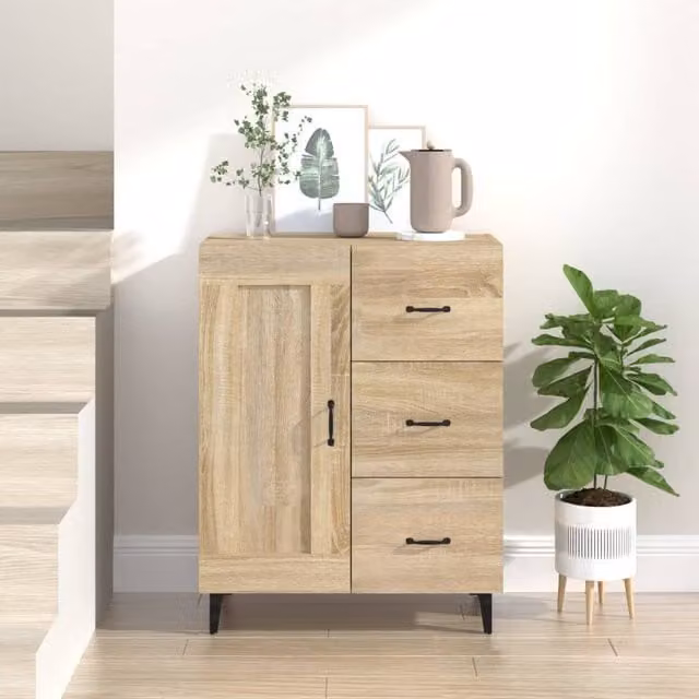 Berkfield Home Sonoma Oak Sideboard in Brown, W/D/H: 69.5 x 34 x 90 cm