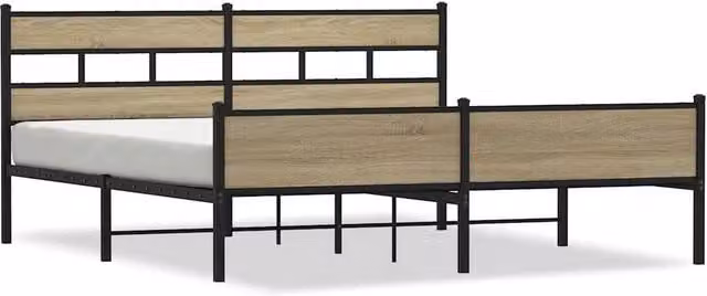 Berkfield Home Metal Bed Frame in Sonoma Oak, Super King Size, W/D/H: 180 x 200 cm