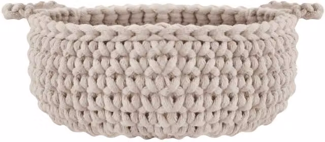 Zuri House Small Open Weave Flat Fabric Basket in Beige – 1