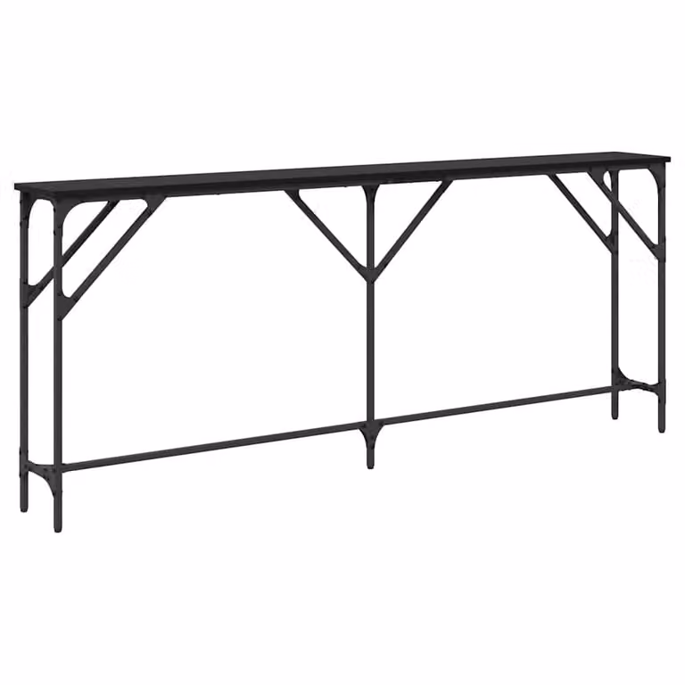 Berkfield Home Black Oak Console Table, W: 180 cm, D: 23 cm, H: 75 cm