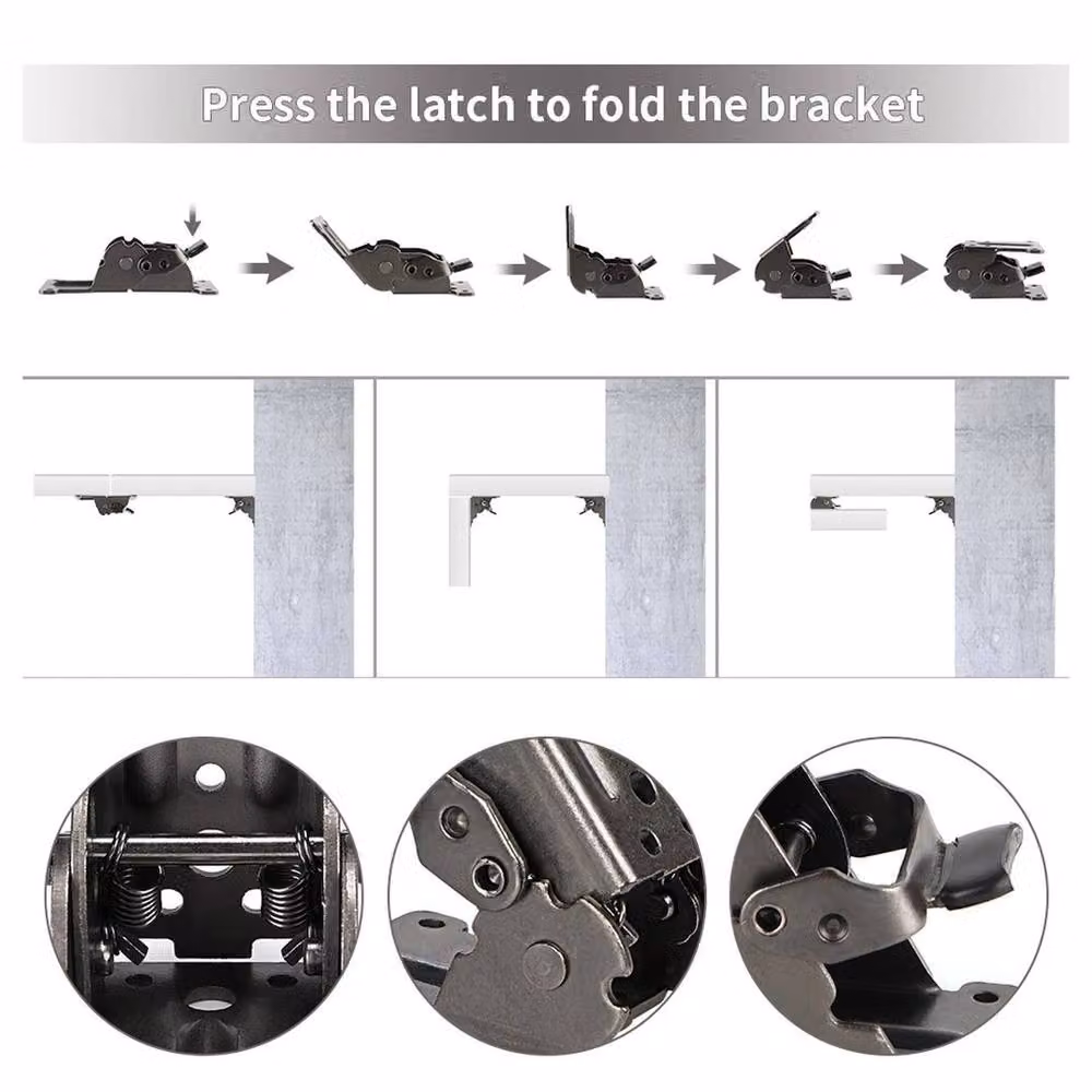 SPETLEK 4-Pack 90 Degree Self-Locking Folding Table and Chair Leg Hinges in Black – 5