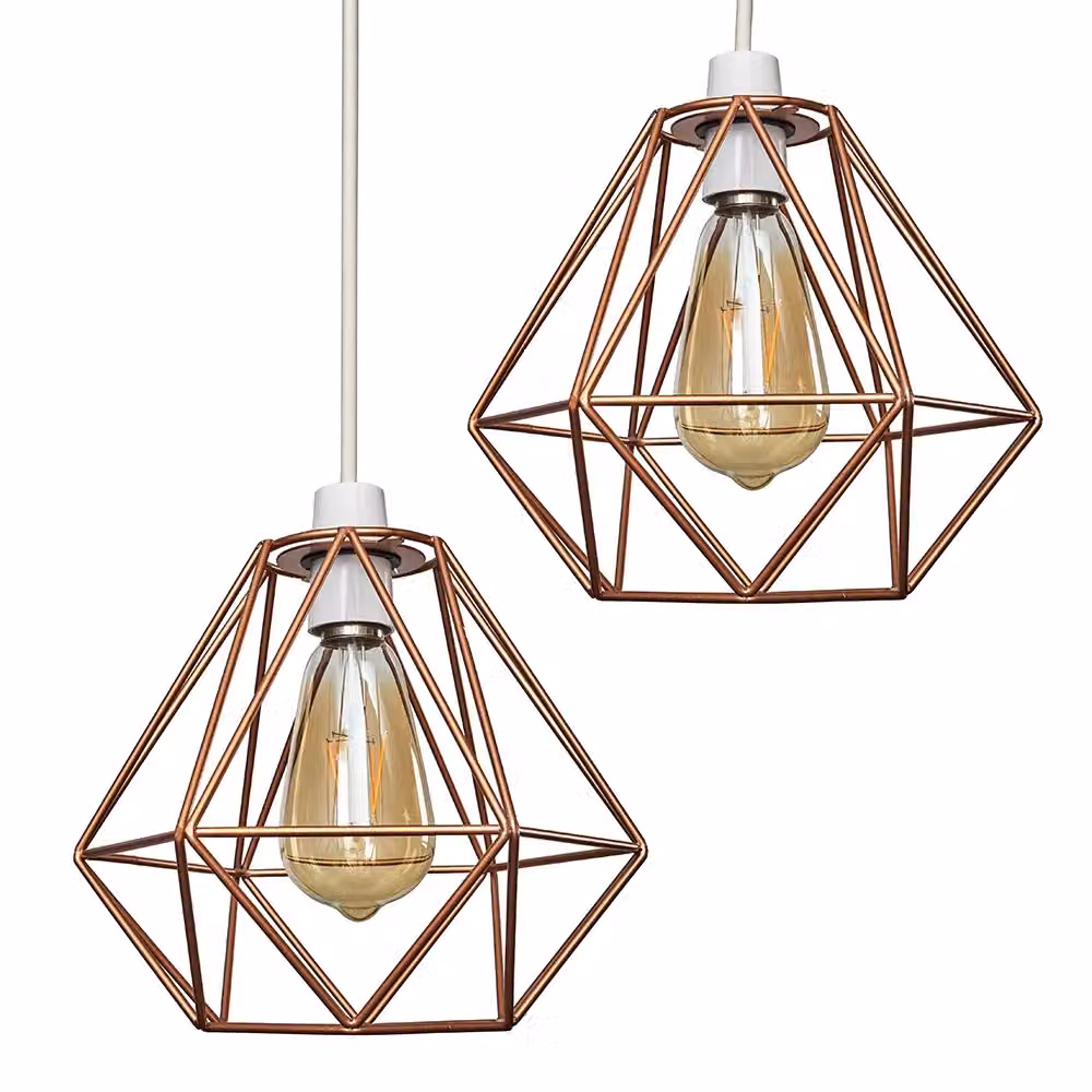 ValueLights Diablo Industrial Copper Ceiling Pendant Shade Pair – 5