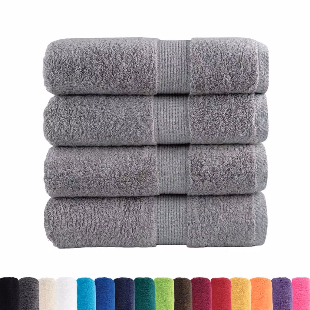 Berkfield Home SOLUND Premium Cotton Terry Guest Towels, Grey, 4 Pack, W: 30 cm x H: 50 cm, 600gsm – 2