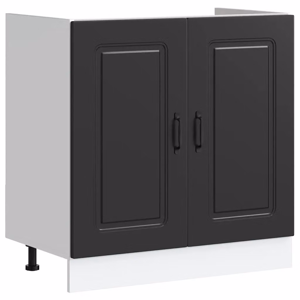 Berkfield Home Kalmar Black Freestanding Kitchen Sink Base Unit, W/D/H: 80 x 46 x 81.5 cm – 2