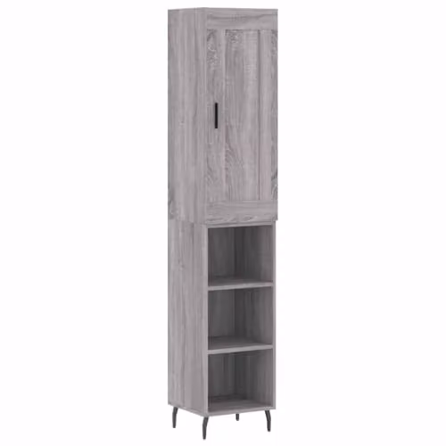 vidaXL Modern Grey Sonoma Highboard with Hinged Doors and Internal Shelves, W/D/H: 34.5 x 34.0 x 180.0 cm