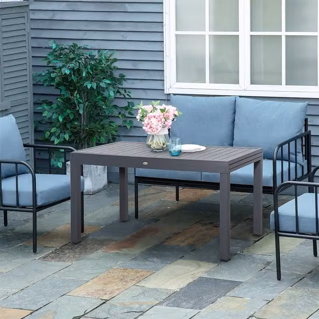 Outsunny Extendable 10 Seater Outdoor Dining Garden Table in Grey Metal