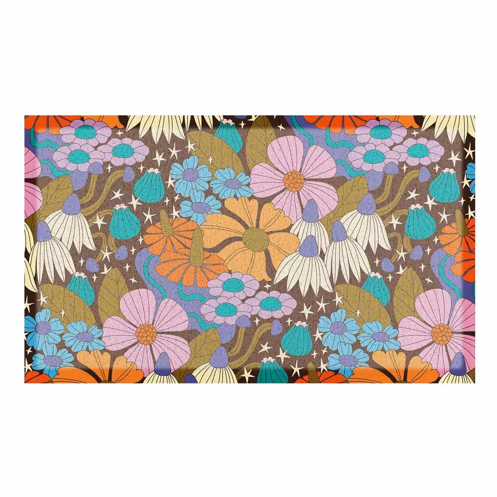 Artsy Mats Elizabeth Olwen Magic Florals Indoor/Outdoor Doormat, Brown and Multicolour, W: 90 cm, D: 60 cm – 2