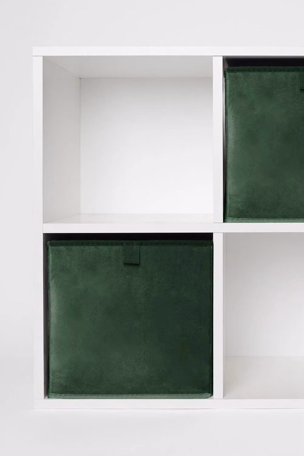 OHS Pack of 8 Matte Velvet Collapsible Storage Boxes in Green, W/D/H: 27 x 27 x 27 cm – 6