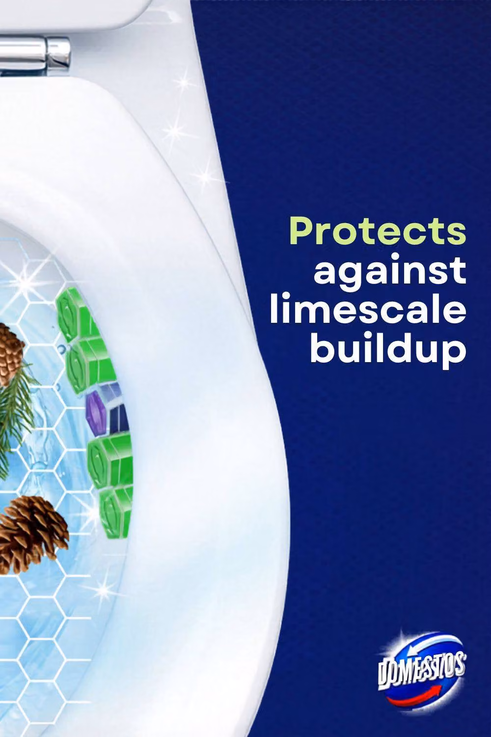 Domestos Power 5 Pine Toilet Rim Block Fresh Scent with Limescale Protection, 7 Pack – 2