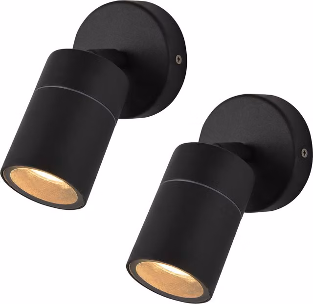 Litecraft Kenn 2 Pack of Adjustable Modern Black Metal Outdoor Wall Lights