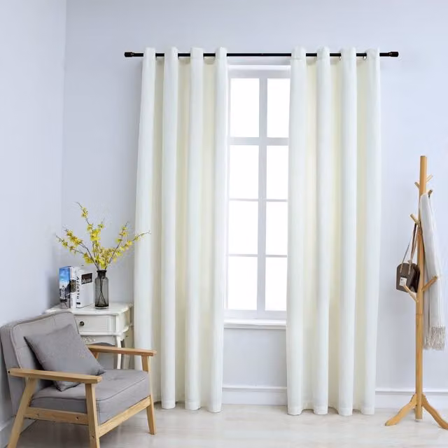 Berkfield Home Velvet Blackout Curtains with Eyelets, 2 Pack, Beige, W: 140 cm, H: 245 cm