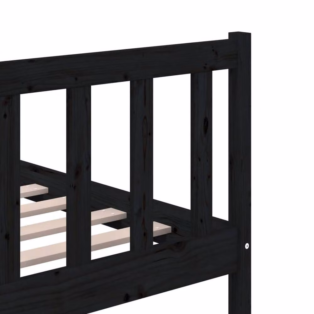 Berkfield Home Beautiful Bed Frame in Black Solid Pine Wood, 200 x 200 cm – 5