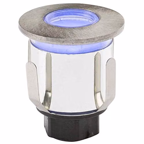 Netlighting Blue LED Mini Ground Recessed Light with 3 Interchangeable Heads, IP65, Silver Metal