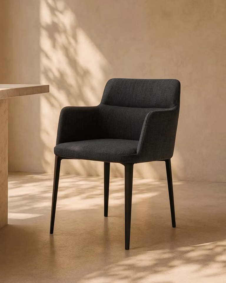 Tommy Franks Minimalist Upholstered Armchair in Grey Fabric