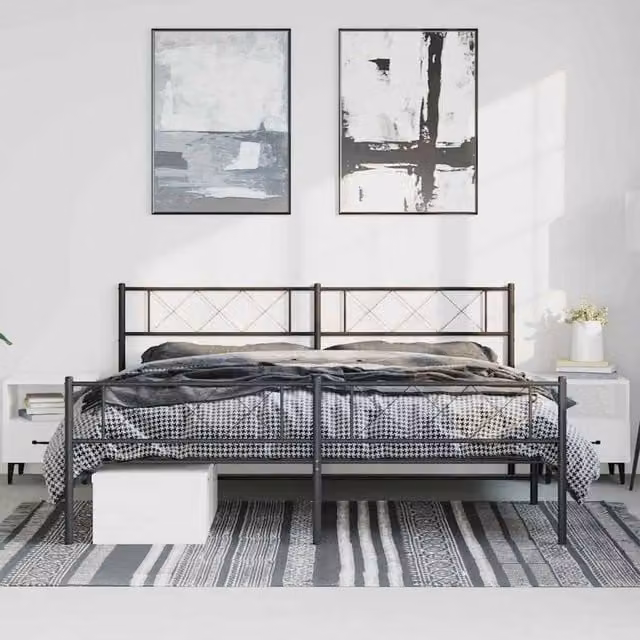 Berkfield Home Metal Bed Frame with Headboard and Footboard in Black W/D/H: 187 x 90 x 187 cm – 1