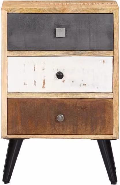Berkfield Home Mid Century Solid Mango Wood Bedside Cabinet in Brown, W/D/H: 40 x 30 x 60 cm – 1