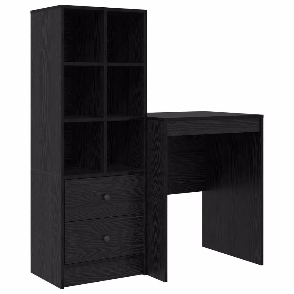Berkfield Modern Black Oak Writing Desk with Storage in Engineered Wood – 2