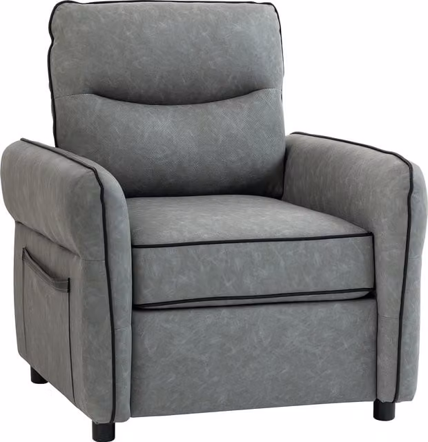 HOMCOM Grey Faux Leather Accent Armchair with Armrests – 1