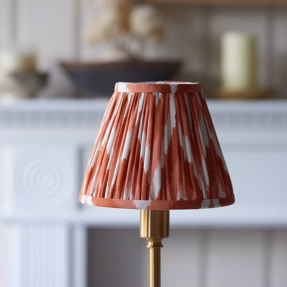 Netlighting Burley Rechargeable LED Table Lamp with Orange Fabric Shade and Gold/Brass Base – 3