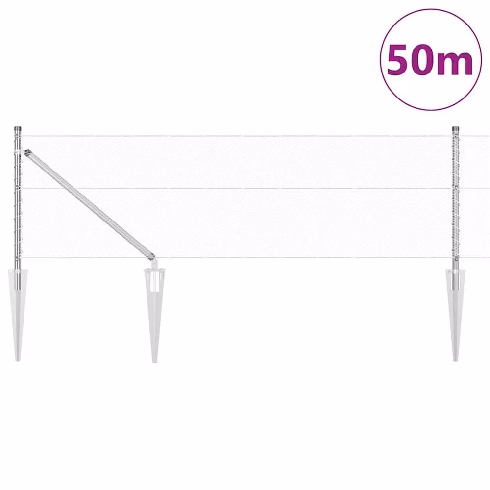 Berkfield Home Hexagon Fence in Silver Galvanised Steel, W: 0.6 m, L: 50 m – 2