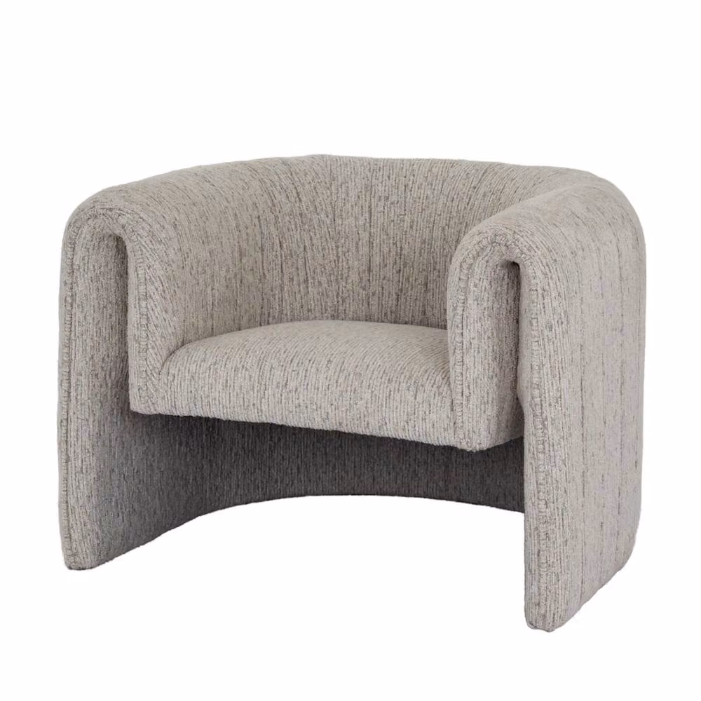 Wyld Haus Mirmande Curved Accent Armchair in Soft Grey Fabric – 2