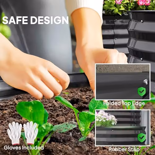 Outsunny 2-Tier Metal Raised Garden Bed Planter Box in Grey – 5