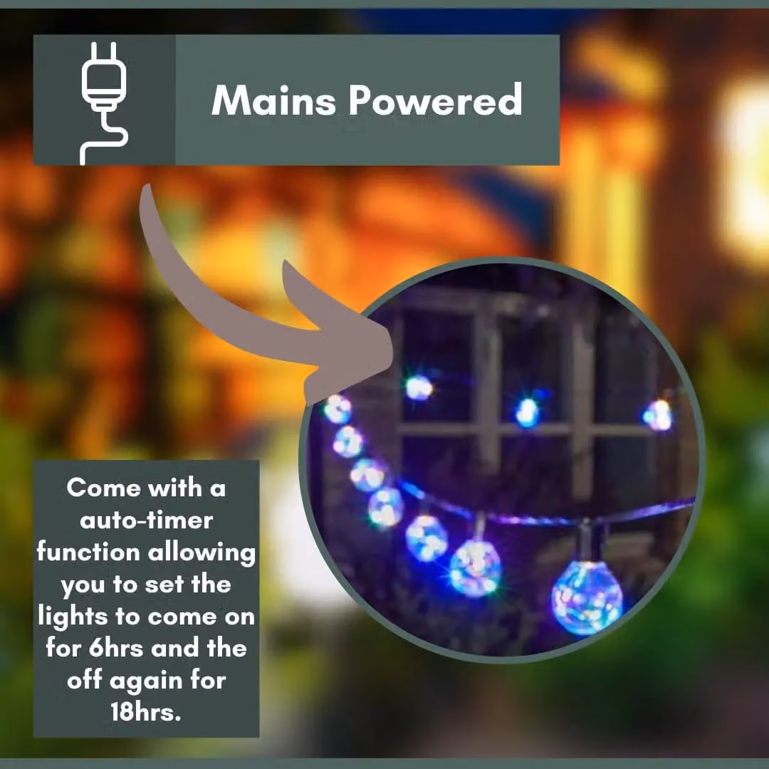 Marco Paul Multicoloured LED Firefly Sphere String Lights, 14.5m, Mains Powered – 3