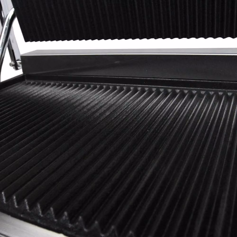 KuKoo Grooved Panini Press in Silver with Cast Iron and Stainless Steel – 2