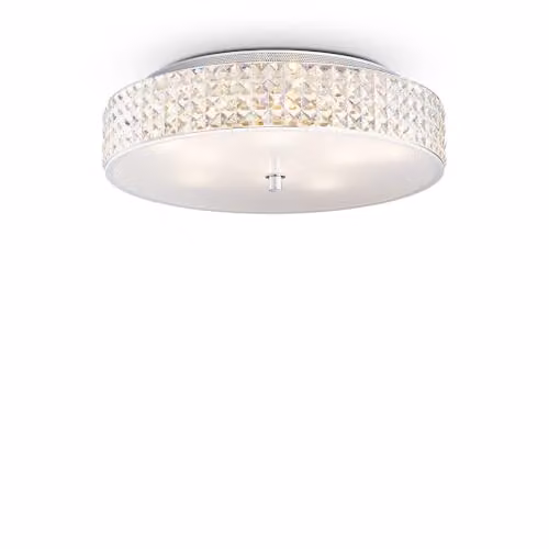 Netlighting Roma 9 Light Large Flush Ceiling Light in Chrome and Grey with Crystal Glass and G9 Bulbs – 1