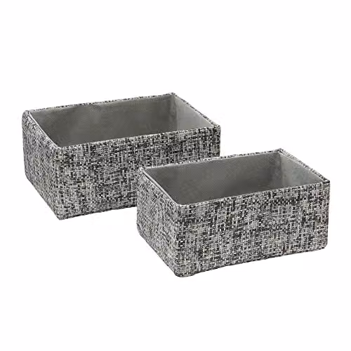 JVL Urban Set of 2 Rectangle Paper Storage Baskets in Grey – 2