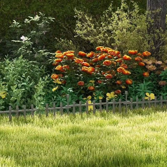 EONLION Glazed Wood Decorative Garden Fencing in Grey, Height: 100 cm – 1