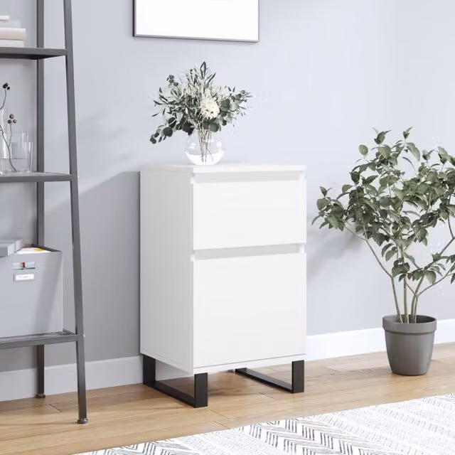 Berkfield Home Classic White Sideboard in MDF and Metal, W/D/H: 40 x 35 x 70 cm – 1