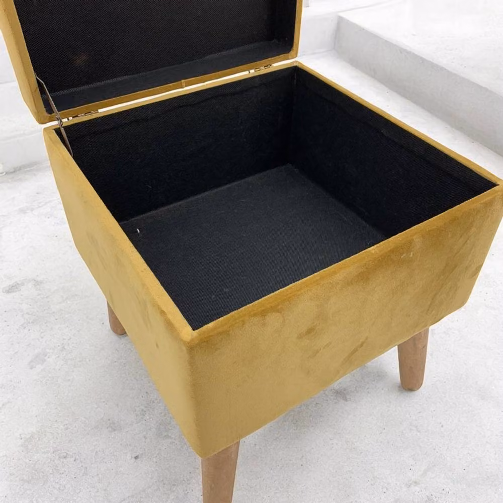 Minster Yellow Wood and Velvet Trunk, W/D/H: 33 x 33 x 42 cm – 2