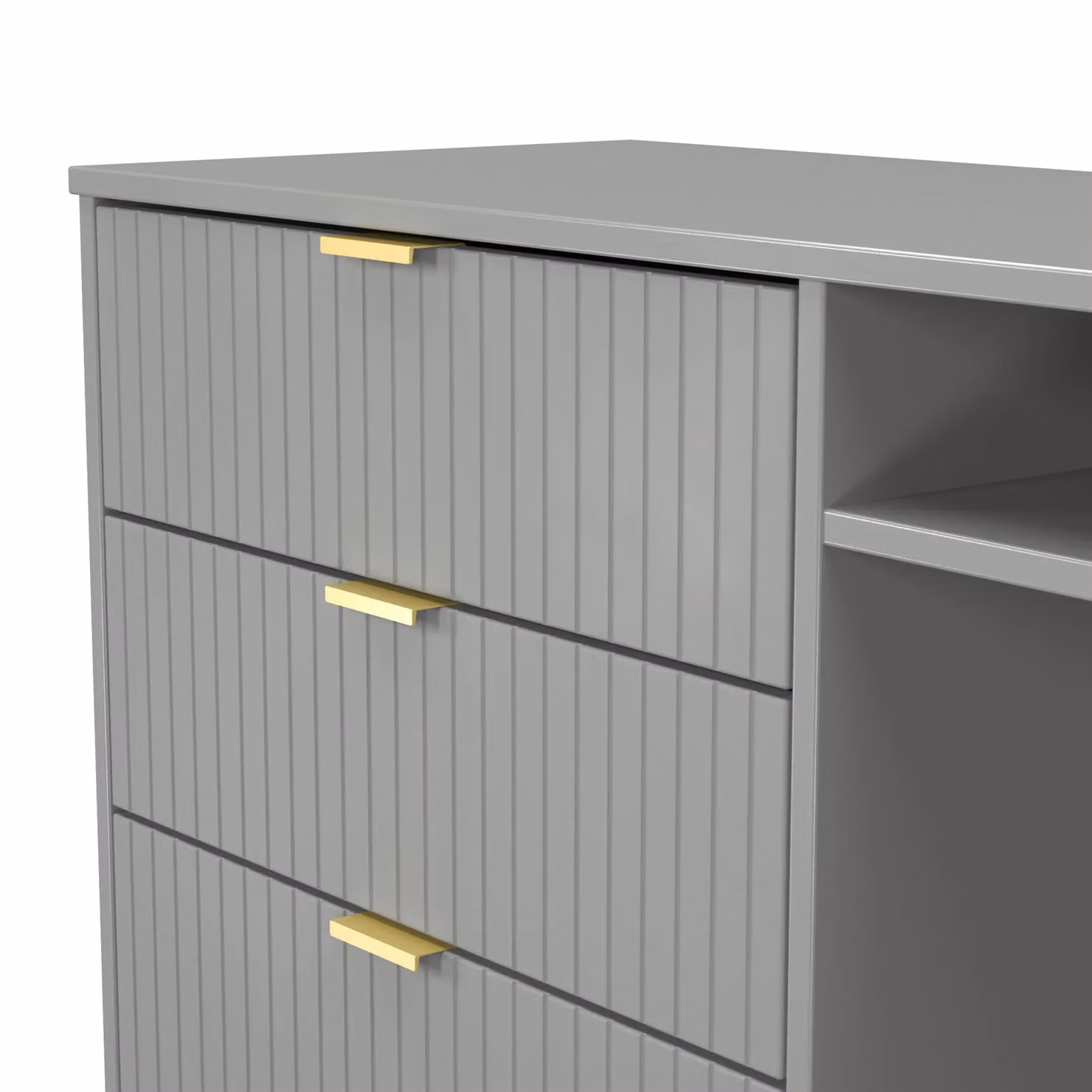 Ready Assembled 2 U Bexley 3 Drawer TV Unit in Dark Grey with Gold Metal Details – 3