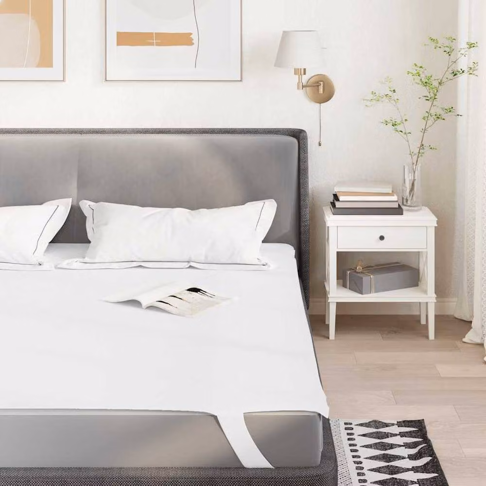 Berkfield Home Waterproof Microfibre Mattress Protector, White, W: 140 cm, L: 200 cm – 2