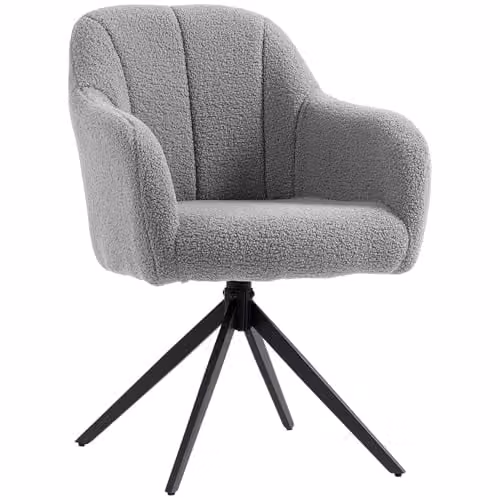 HOMCOM 360 Degree Swivel Accent Chair in Grey Teddy Fleece Fabric