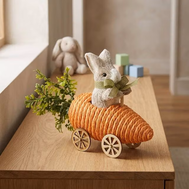 Garden Greatness Decorative Rabbit in Carrot Ornament, Multicolour and Orange