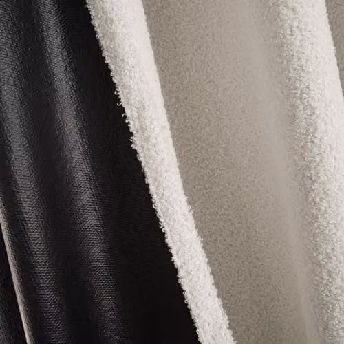 OHS Cream Boucle Blackout Eyelet Curtains, Thermal Insulating Modern Fabric Panels, W: 116 cm, H: 137 cm – 2