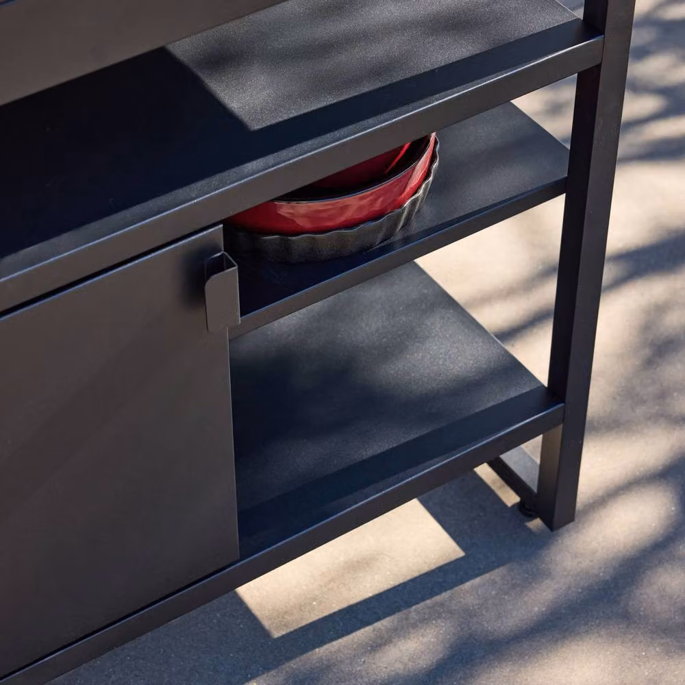 sweeek Black Stainless Steel Outdoor Kitchen Storage Module with 1 Door and 3 Shelves, W: 80 cm, D: 60 cm, H: 92.5 cm – 4