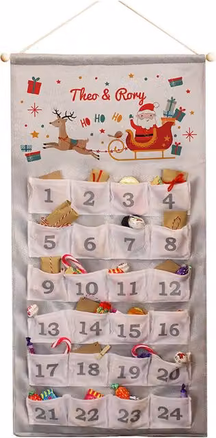 Personalised Memento Company Personalised Santa Sleigh Advent Calendar in Grey