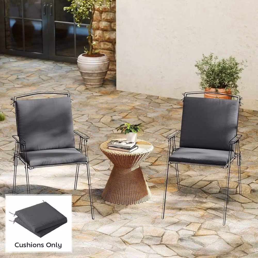 EONLION 2-Piece Set of Water-Repellent and UV-Resistant Rectangular Garden Chair Seat Pads in Grey, Width: 100 cm – 4