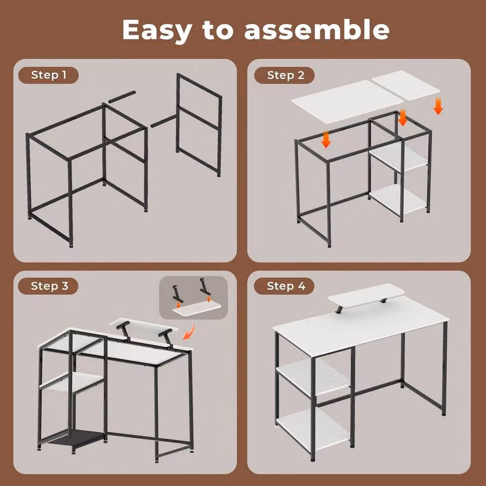 Kelvenix Computer Desk for Home Office in White, W/D/H: 100 x 100 x 76 cm – 4