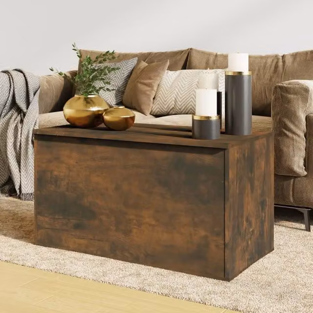 Berkfield Home Smoked Oak Storage Chest in Brown, W/D/H: 84 x 42 x 46 cm